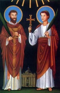 Fresk na suficie katakumby świętych Marcelina i Piotra