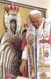 Św. Jan Paweł II przed Cudownym Obrazem